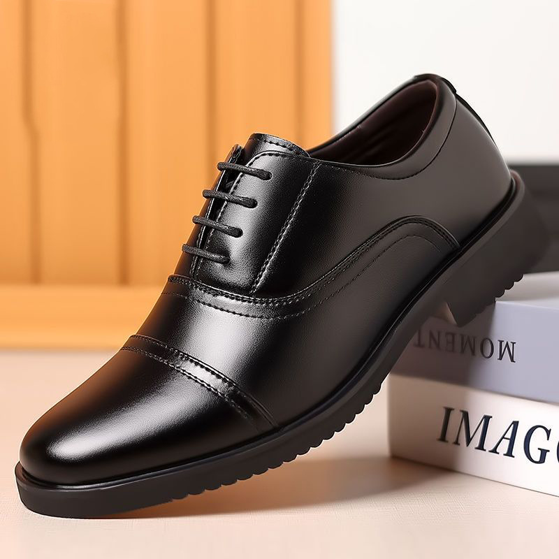 Leather Cowhide Triple Joint Formal Business Casual Shoes Increased Men's Leather Commuter Groom Leather Shoes Wedding Derby