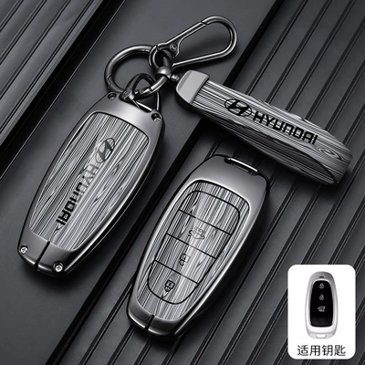Car key bag | Key Cover 21/22 Fifth Generation - standard-type-c-3-button-wood-grain-gray-leather-buckle
