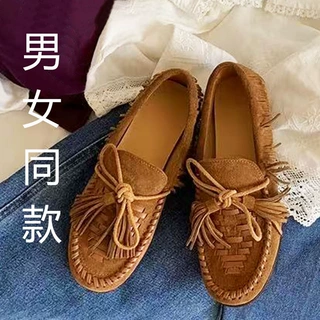 2026春夏新款复古流苏乐福鞋一脚蹬平底内增高软皮豆豆单鞋套脚