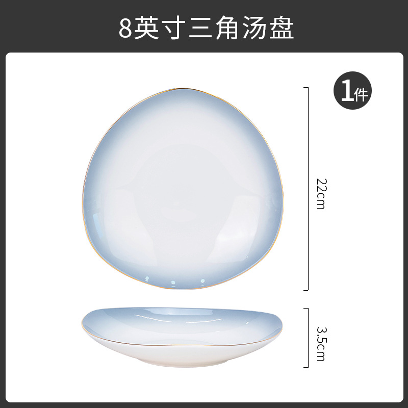 Tangshan tazón doméstico nuevo tazón de fideos hueso porcelana cubiertos sopa tazón de pintura dorado color gradiente puede microondas tazón de cerámica