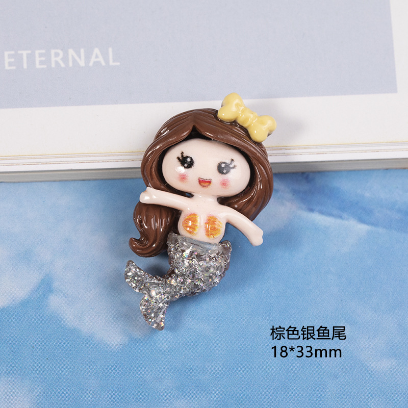 Nueva resina brillo sirena accesorios DIY crema pegamento caja del teléfono refrigerador de papelería material de parche de dibujos animados