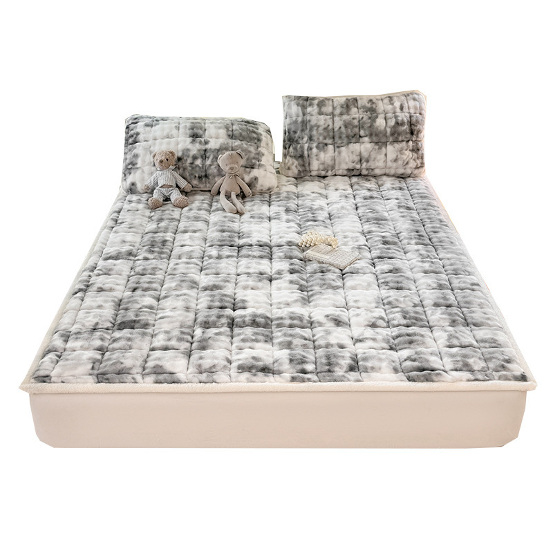 Colchón de cama de terciopelo de leche grueso invierno cálido cama doméstica mantas de terciopelo de coral sábanas de terciopelo de coral tres piezas cubierta de cama