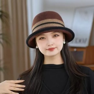 Autumn and winter new style warm wool elegant basin hat fisherman hat British retro fashion versatile hat