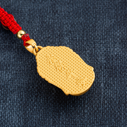 Vietnamese sand gold 3D Buddha head necklace, Tathagata Buddha men and women personalized pendant, key pendant, mobile phone pendant protection