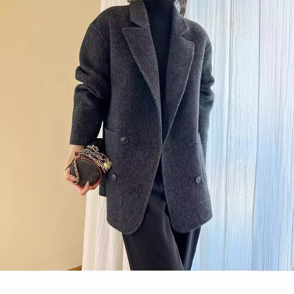 Word of mouth Wang Korean style new commuter double-sided wool coat mid-length small suit wool coat all-matching