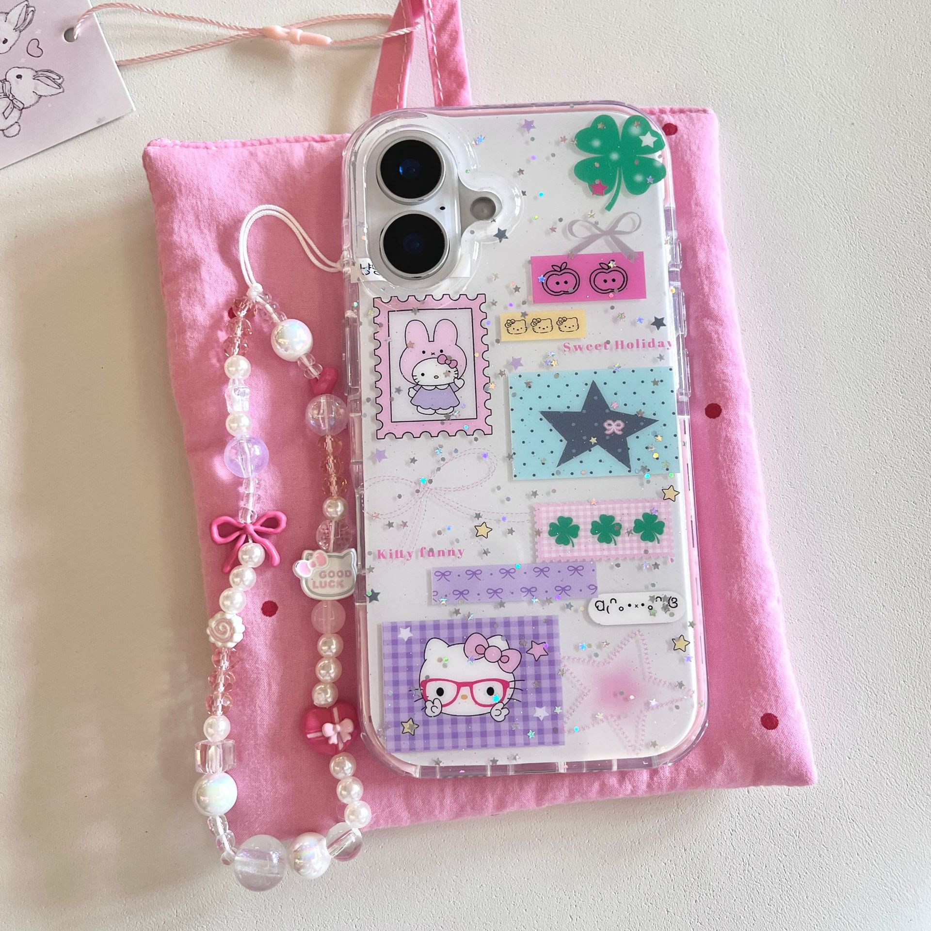 Empalme estrella de trébol de cuatro hojas de nicho para Apple 16ProMax funda para teléfono móvil 15Pro cadena 14/13 nuevo 15PM