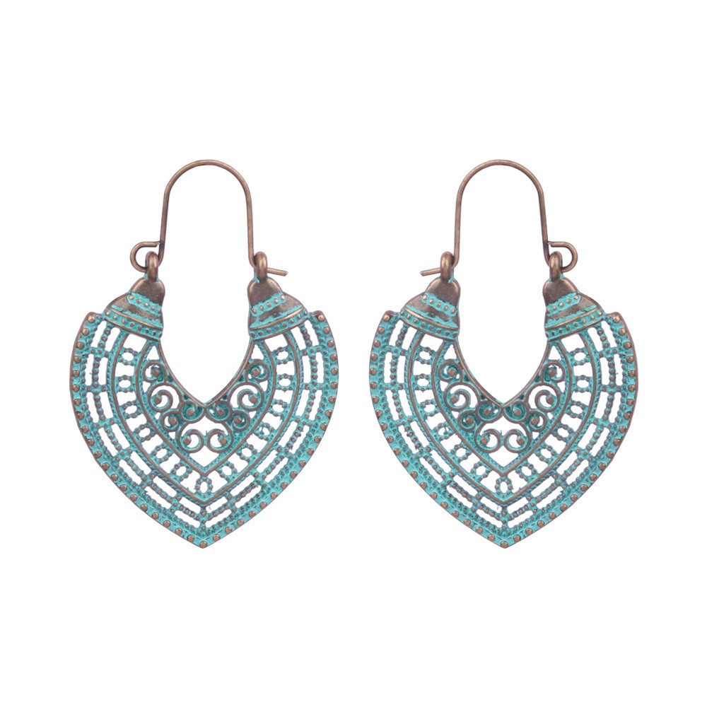 Hollow Out Design 1 Pair Retro Solid Color Hollow Out Zinc Alloy Drop Earrings