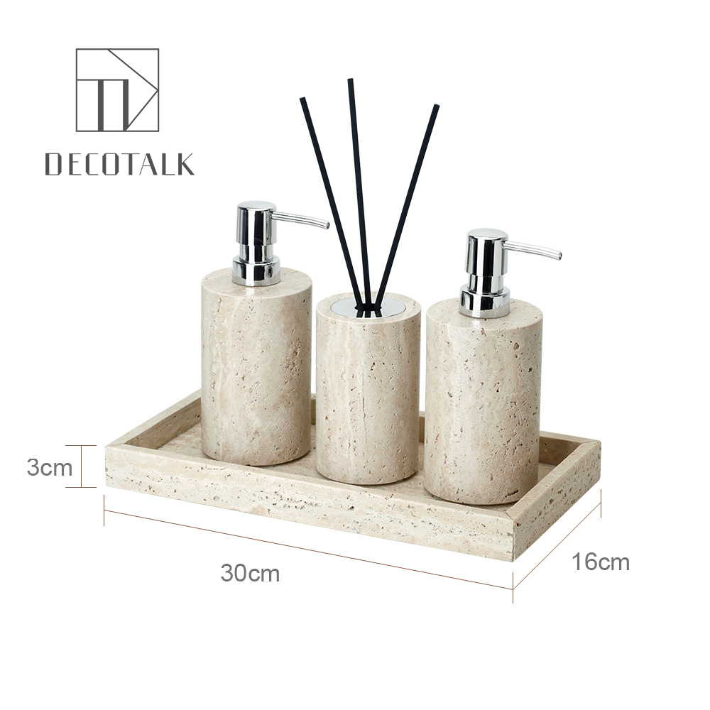 Huangdong Stone Baño de baño de cinco piezas conjunto de lavado conjunto de inodoro de mármol bandeja modelo decoración de la habitación "Viento silencioso"