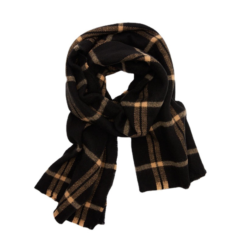 Amazon Venta caliente 2021 nueva bufanda negra a cuadros de doble cara para mujer otoño e invierno cálido bufanda de Cachemira chal grande