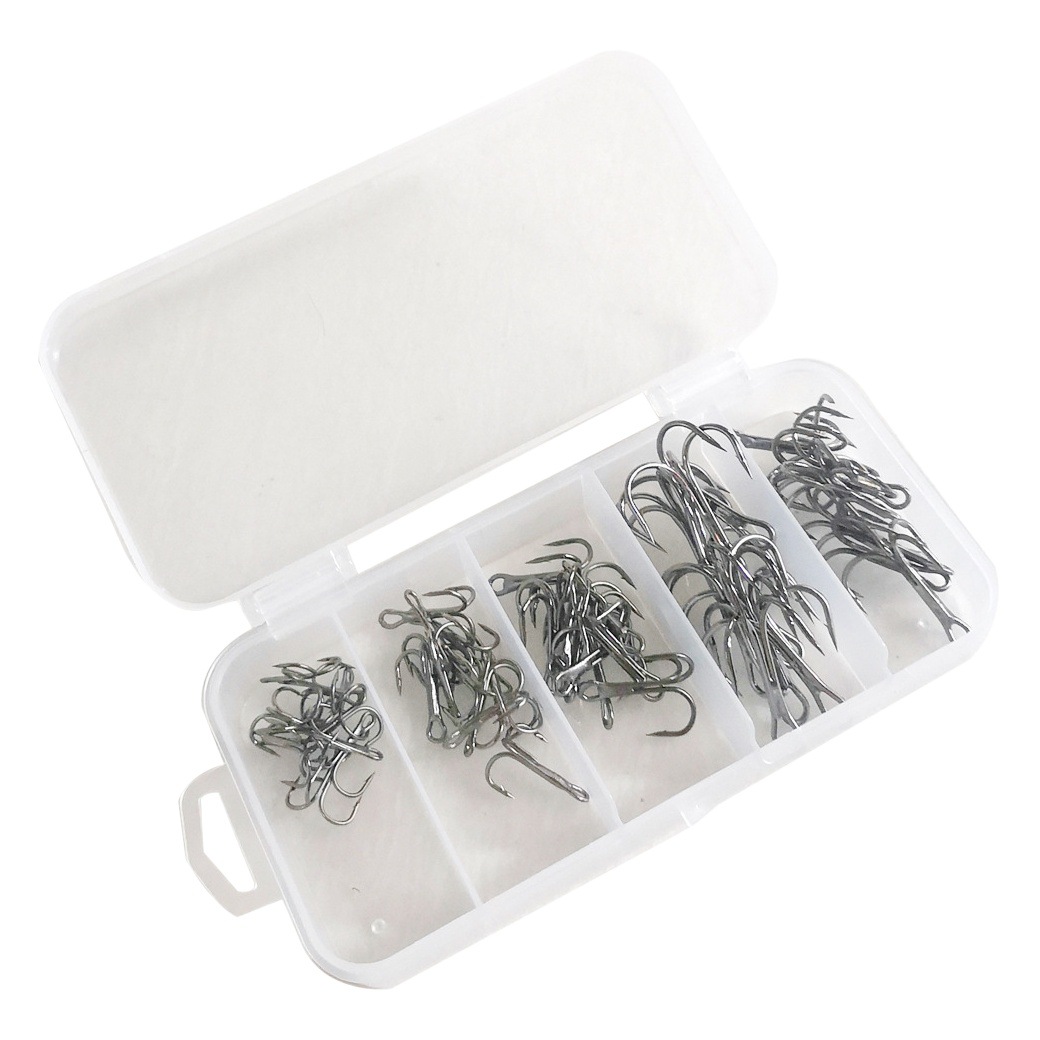 Pesca tiburón | 50 piezas negro tres ganchos traje de acero de alto carbono anzuelo Luya gancho artes de pesca cebo suave en stock al por mayor