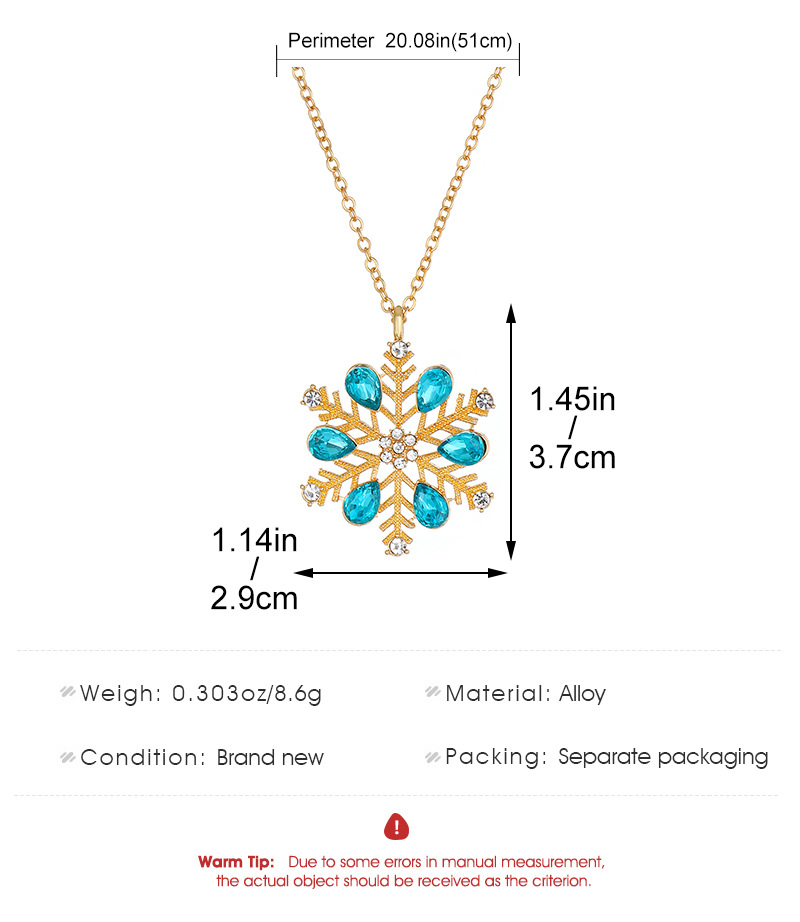 New Zircon Necklace with Ins Style Creative Design Blue Small Snowflake Collar Chain_voghion.com