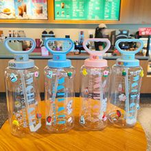 1800ml夏季简约新款户外运动健身便携提手水壶大容量吸管铃壶水杯