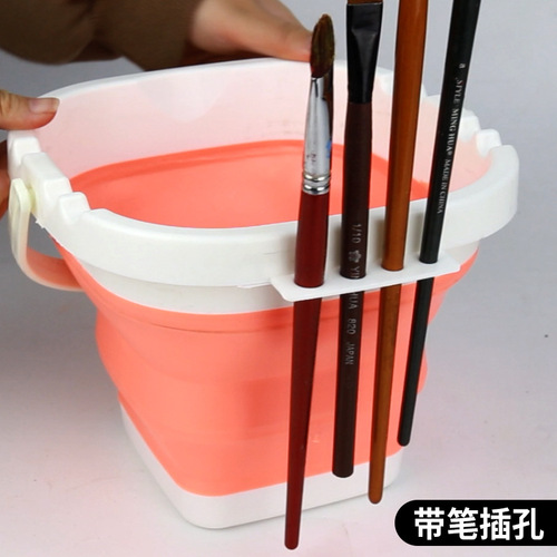 Silicone folding bucket for art painting multifunctional outdoor retractable small bucket paint brush bucket wholesale