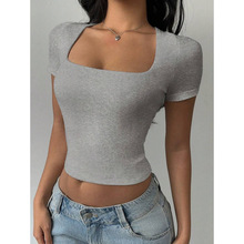 H 76053 Square Neck Slim Short Top ���������������¿羳