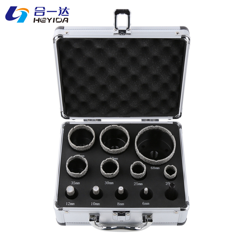合一达M14钎焊金刚石开孔器组套大理石花岗岩瓷砖扩孔钻头石材