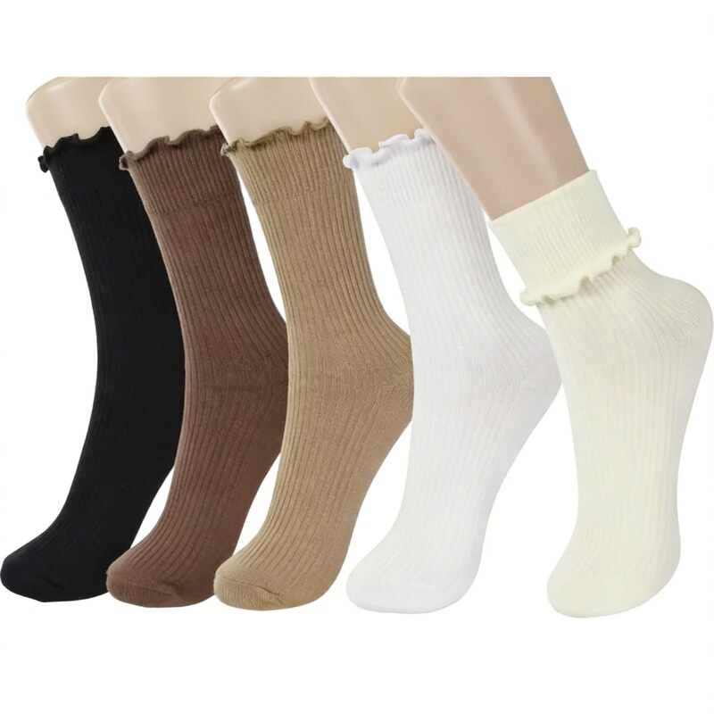Earth-Colored Ruffled Lace Mid-Calf Socks for Women, Casual Slouch Socks for Autumn and Winter, Cross-Border Wholesale Socks Earth-Colored Ruffled Lace Mid-Calf Socks for Women, Casual Slouch Socks for Autumn and Winter, Cross-Border Wholesale Socks