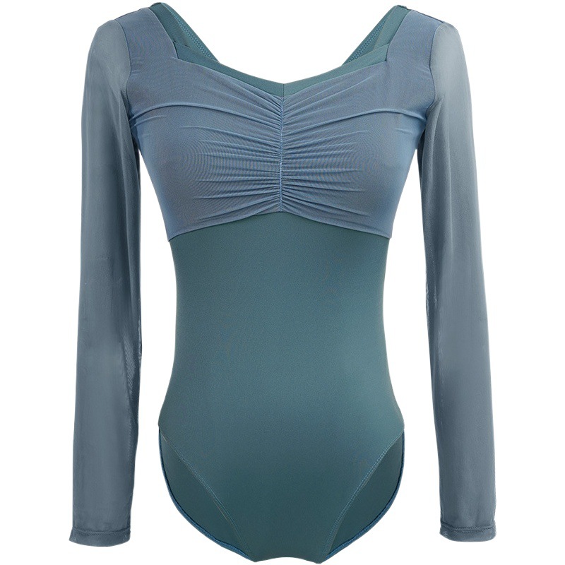 Ropa de baile ropa de gimnasia ropa de baile clásica ropa de práctica de malla femenina para adultos ropa de cuerpo manga larga mono de ballet