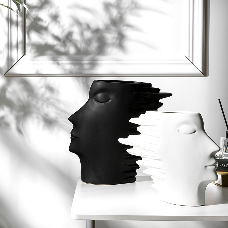 Accesorios modernos y sencillos para el hogar, jarrón para la cara de la sala de estar, mueble de TV, decoración de gabinete de vino, adornos de decoración suave, venta al por mayor