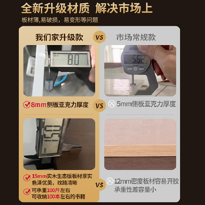 Estante de libros giratorio acrílico de 360 grados al lado del escritorio estante de almacenamiento de suelo móvil tablero ecológico de madera sólida