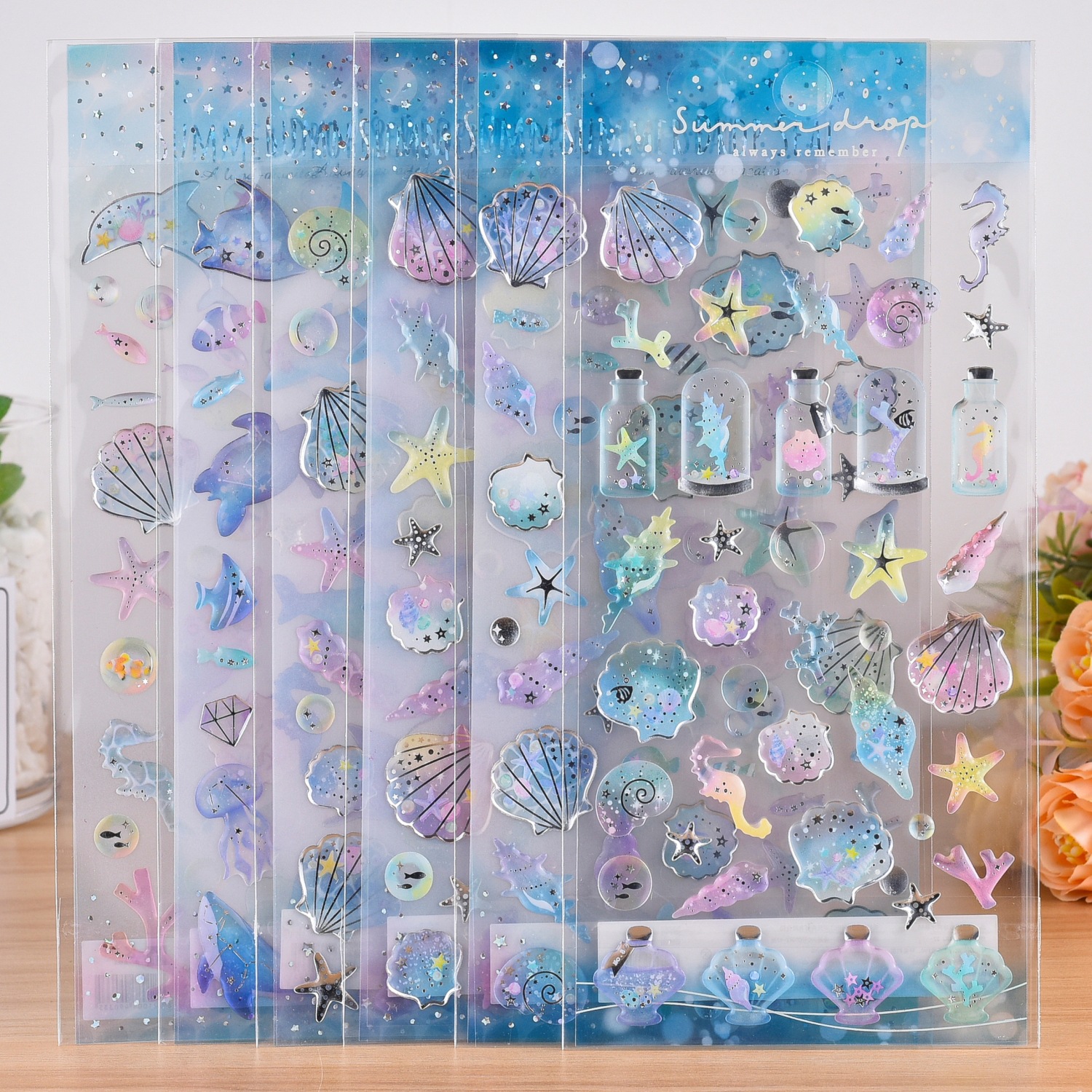 海洋小鱼水晶贴纸立体钻石儿童公主卡通手工滴胶女孩手机装饰贴画