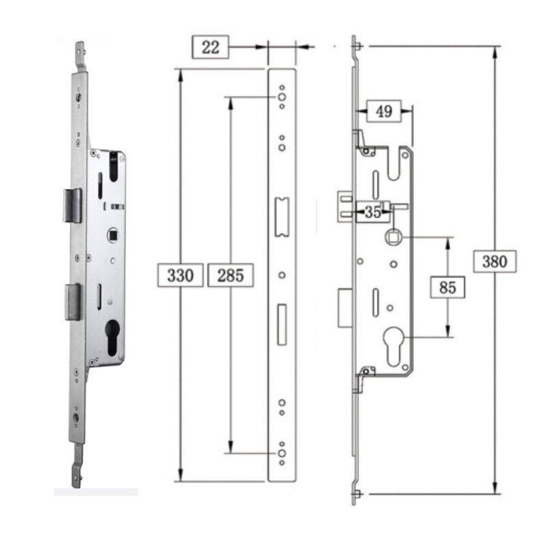 佳固3085断橋アルミ指紋鎖専用双活双快鎖体ステンレス4085双フック多点鎖体|undefined