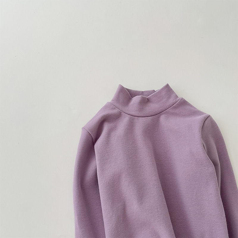 Camiseta de cuello medio elástica de 280 g para niños y niñas, estilo otoño 2026, talla 150-160