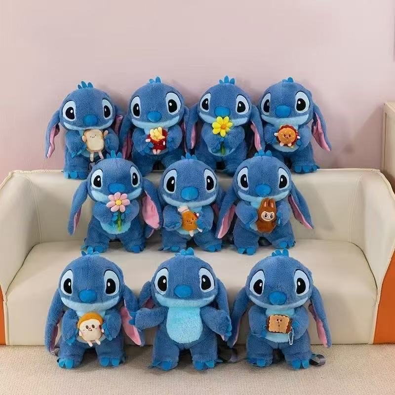 New Cartoon Diagonal Double Backpack Lying Style Doll Exchange Girl Heart Backpack Plush Toy Doll