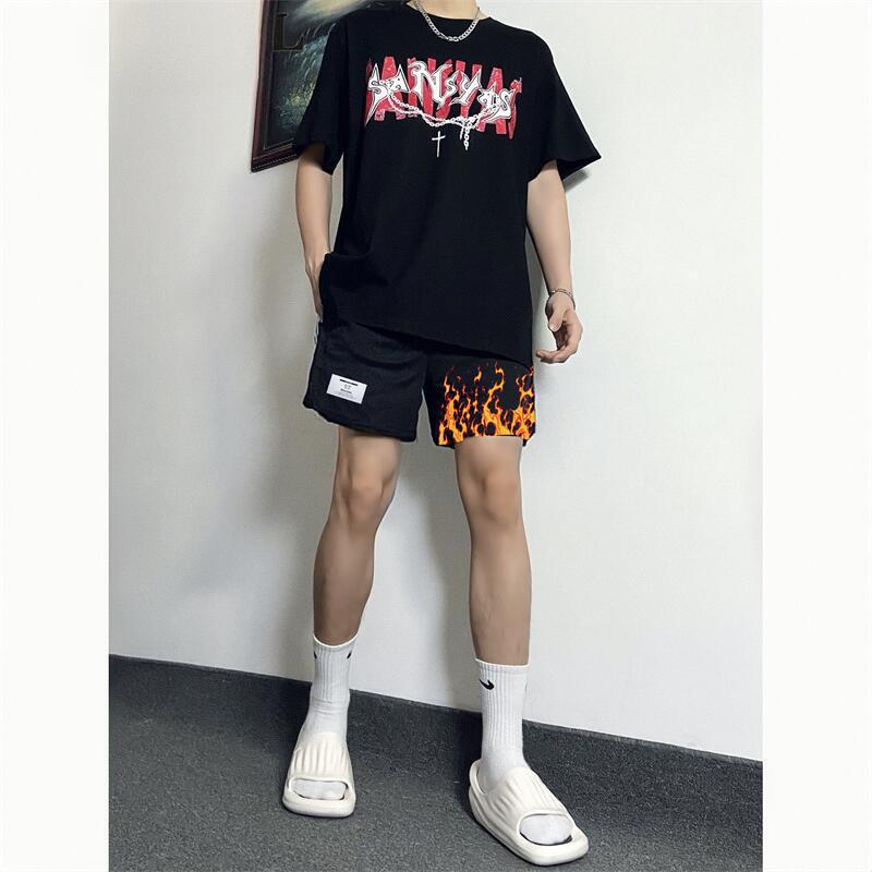 American-Style Shorts for Summer, Men's Trendy Brand Basketball Sports Loose Quick-Dry Breathable Running Casual Shorts Above the Knee