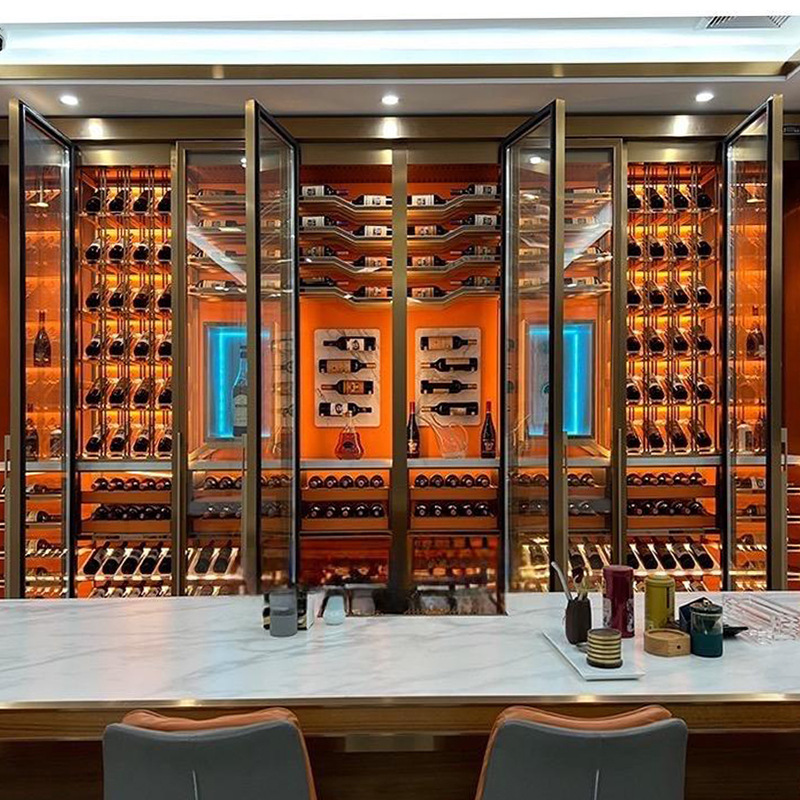 Restaurant Stainless Steel Thermostatic Wine Cabinet, Liquor Storage Cabinet, Red Wine Cabinet, Modern Winery High-End Red Wine Rack for Home Use