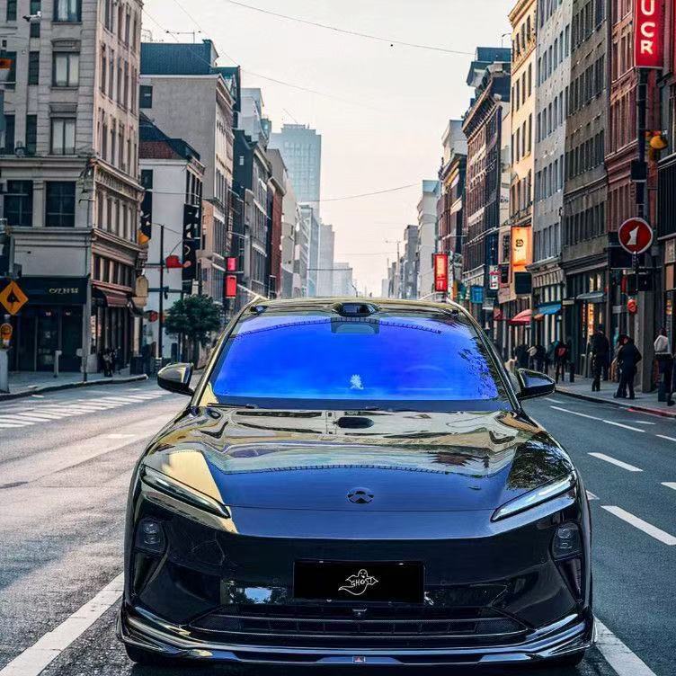 Royal Purple Iridescent Car Window Film, Front Windshield Sunscreen and Heat Insulation Film, High Privacy Ghost Rose Solar Film