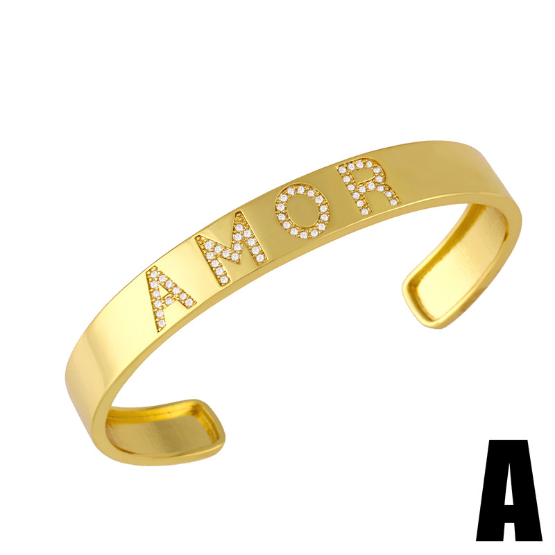 Fashion letter MAMA heart-shape copper inlaid zircon bracelet wholesale