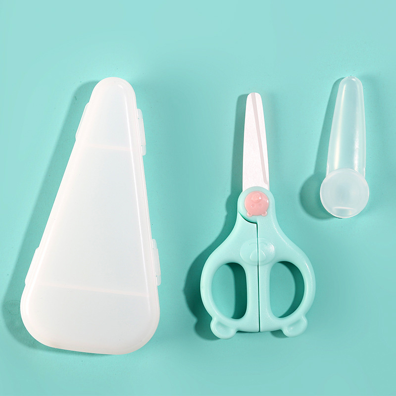 Tijeras de cerámica para bebés en stock tijeras de cerámica para bebés tijeras de alimentos tijeras para bebés caja de almacenamiento portátil cortador de verduras cortador de carne sin
