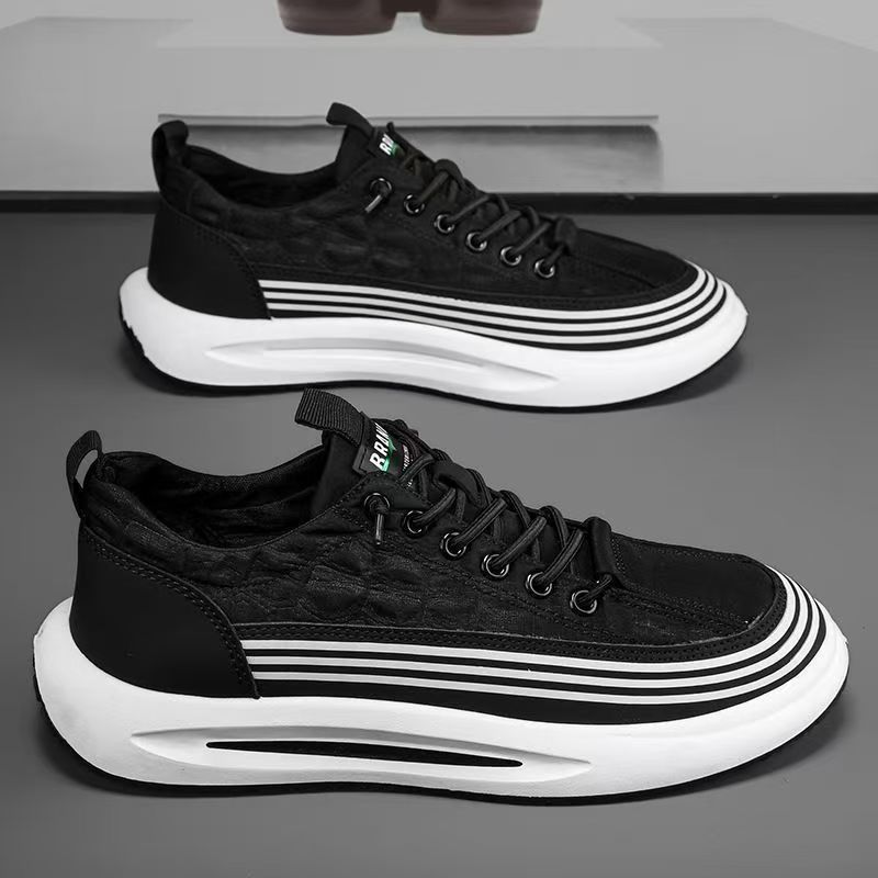 Primavera/verano 2025 seda de hielo zapatos casuales de tela transpirables zapatos deportivos nuevos zapatos deportivos de una sola pierna zapatos de deporte de estilo coreano para hombres