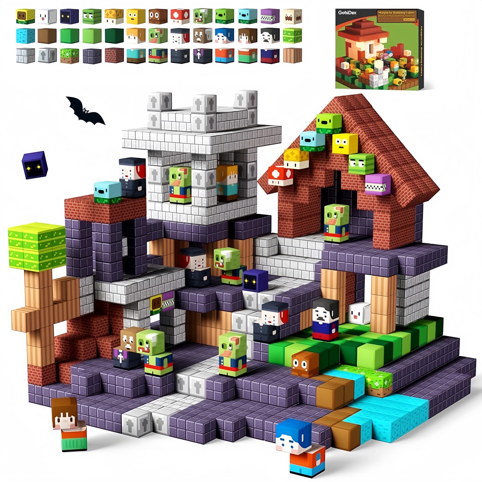 Transfronterizos Amazon My Blocks World Magnetic Block Set Puzzles Magnetic Cuadrados Juguetes Bosque Original