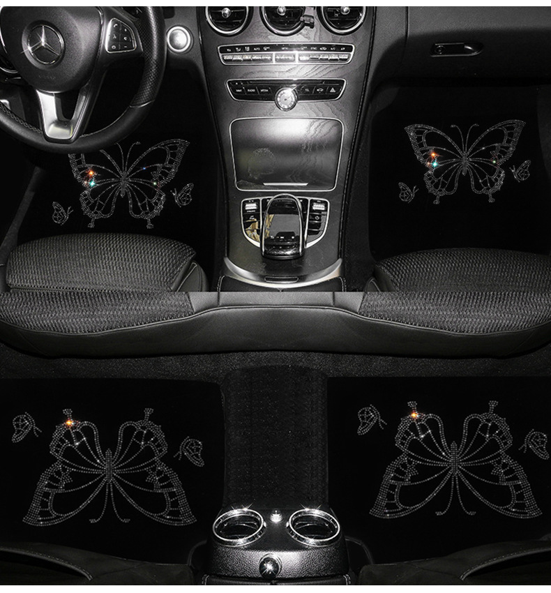 Car Velvet Foot Mat Carpet Type Universal Easy-to-Clean Waterproof Diamond Women's Car Mat Bicycle Inner Car Mat