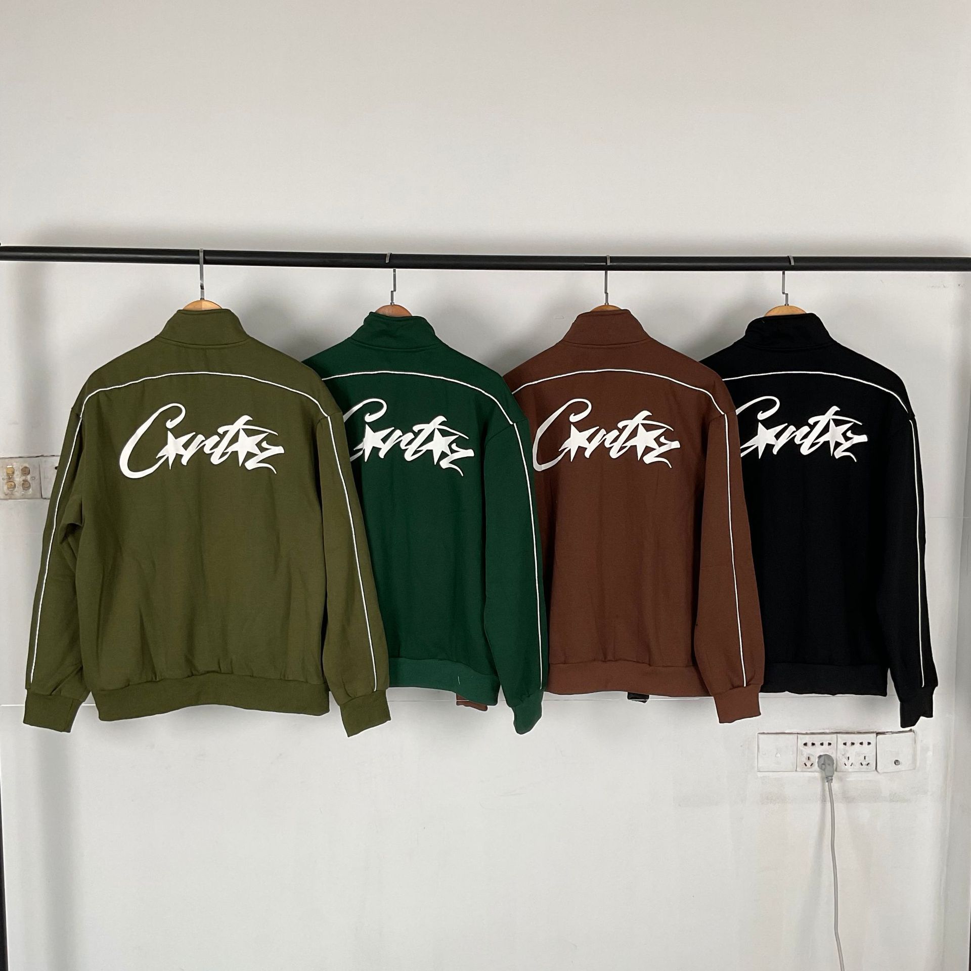 Cross-Border Foreign Trade Island New Letter Print Jacket Stand Collar Fleece Suit Couple Zipper Jacket Casual Pants