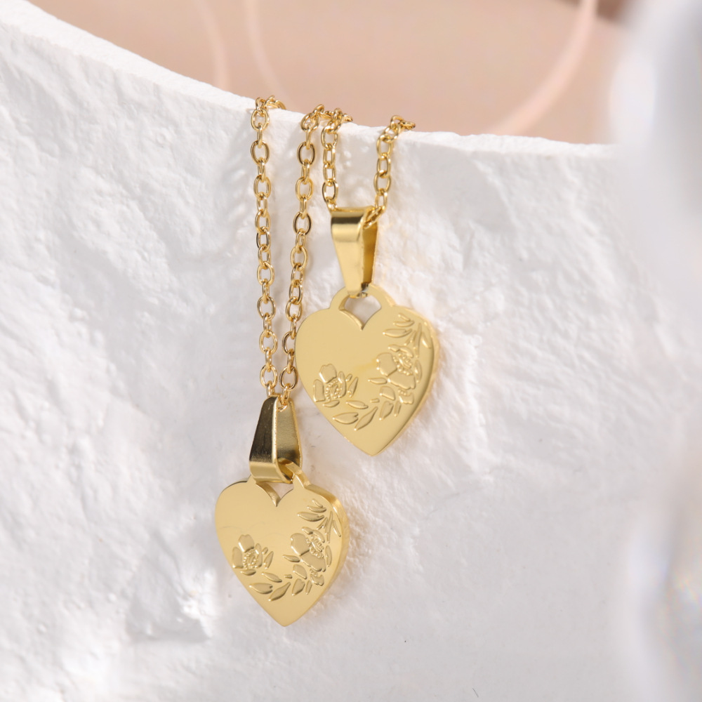 Womenu0027S Fashion Heart Flower Stainless Steel Necklace Gold Plated Stainless Steel Necklaces