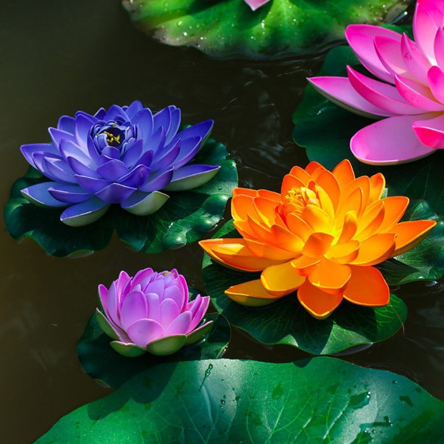 厂家假花瓣荷花水池装饰睡莲仿真飘花仿真植物永生花花飘荷花