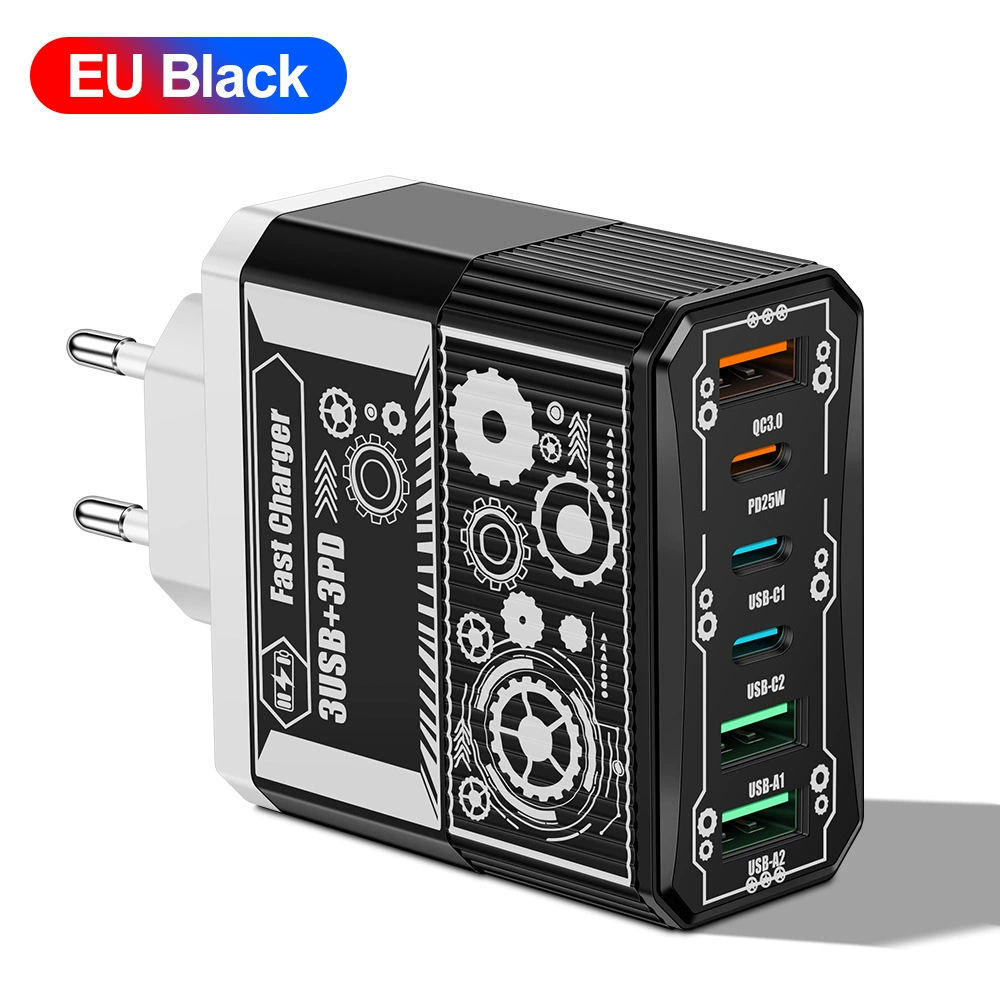 6-в-1 зарядное устройство Mecha BK304, QC3.0 многопортовое USB с PD25W, варианты вилок EU/US/UK