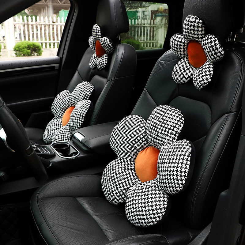 automobile houndstooth Flower Headrest originality cotton Car chair Neck Pillow Pillow automobile Supplies