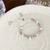 Fresh crystal, beaded bracelet with bow, fuchsia pendant, necklace, flowered, 2023 collection