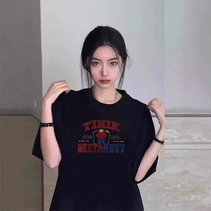 Gray Short-Sleeved T-Shirt for Women 2026 Summer New Popular Design Niche American Style Loose Half-Sleeve Chic Top