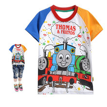 托马斯小火车童装中小童棉短袖T恤两色男女卡通衣服