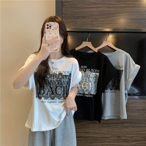Pure cotton design sense short sleeve t-shirt for women in summer 2025, stylish flying sleeve, waist-cinching, slimming t-shirt top
