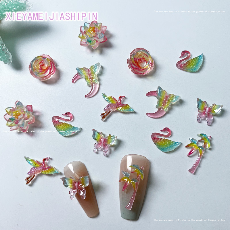 Popular online celebrity unlimited love nail accessories material package luminous resin accessories Japanese nail decorations wholesale