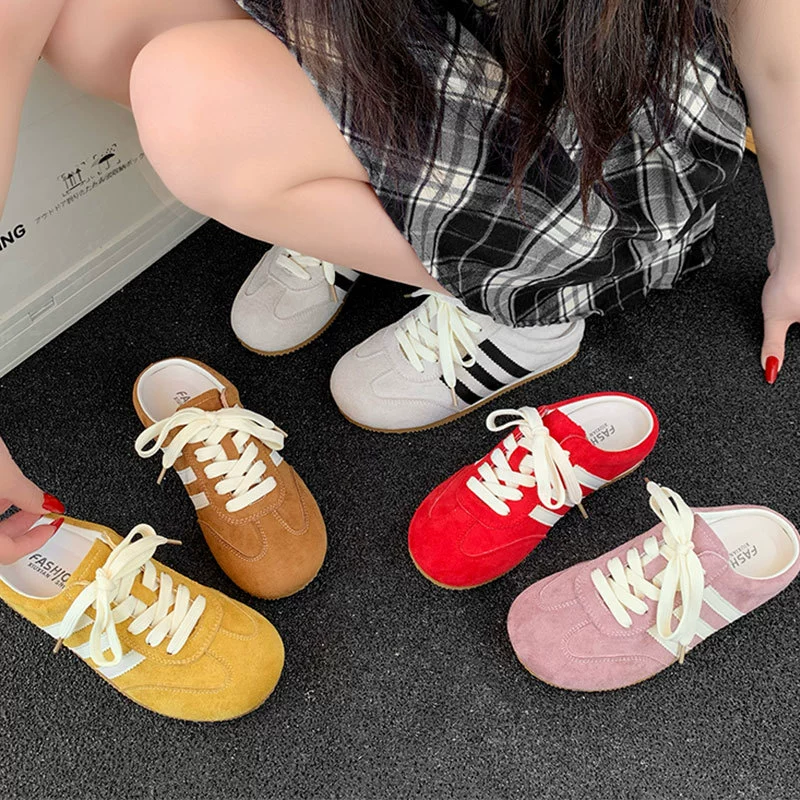 Женские летние полусабо Баотоу 2025, новые суперпопулярные без каблука желтые моральные тренировочные туфли, ленивые женские туфли на одной ноге