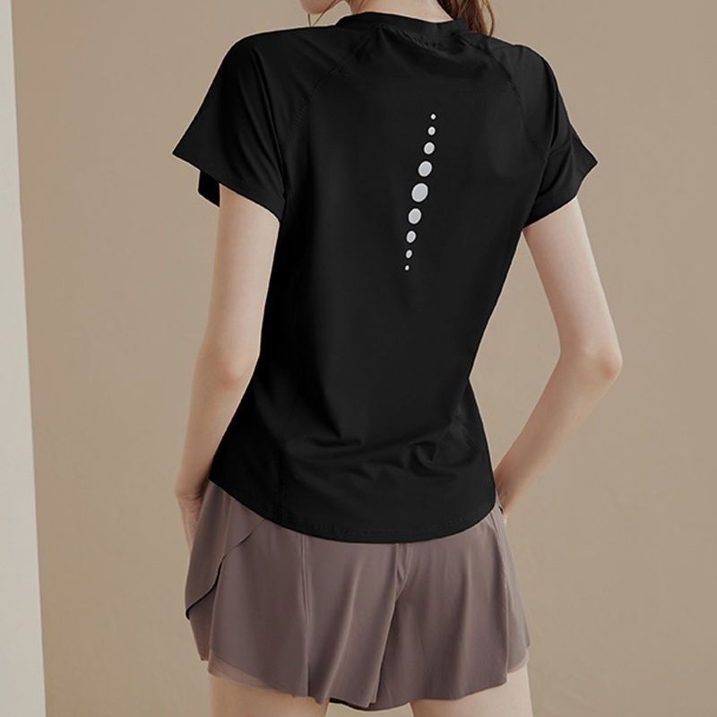 2025新款速干女瑜伽服运动上衣短袖T恤健身服夏显瘦透气跑步修身