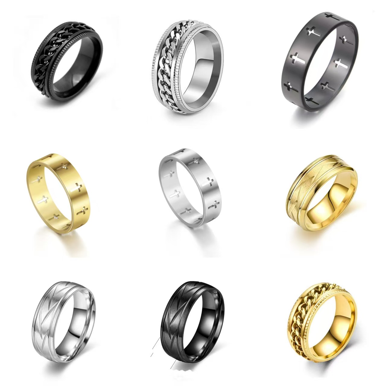 European and American Cross-Border Popular Personalized Trendy Versatile Rings Simple Men's and Women's Alloy Rings Wholesale in Stock