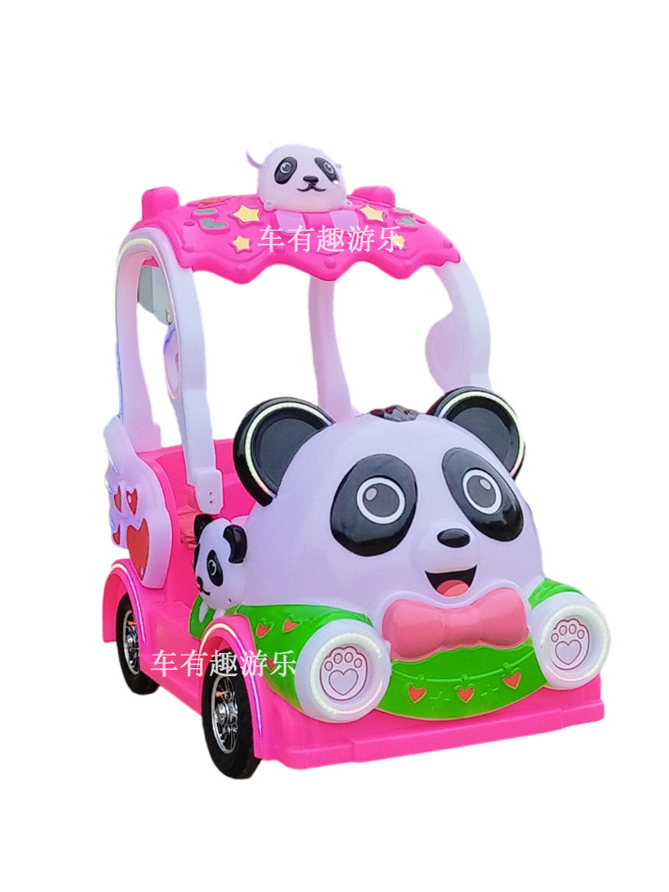 Nuevo modelo de cuatro ruedas de panda de cabeza grande coche de atracción eléctrico para padres e hijos de accidentes de carro de entretenimiento de la plaza escénica