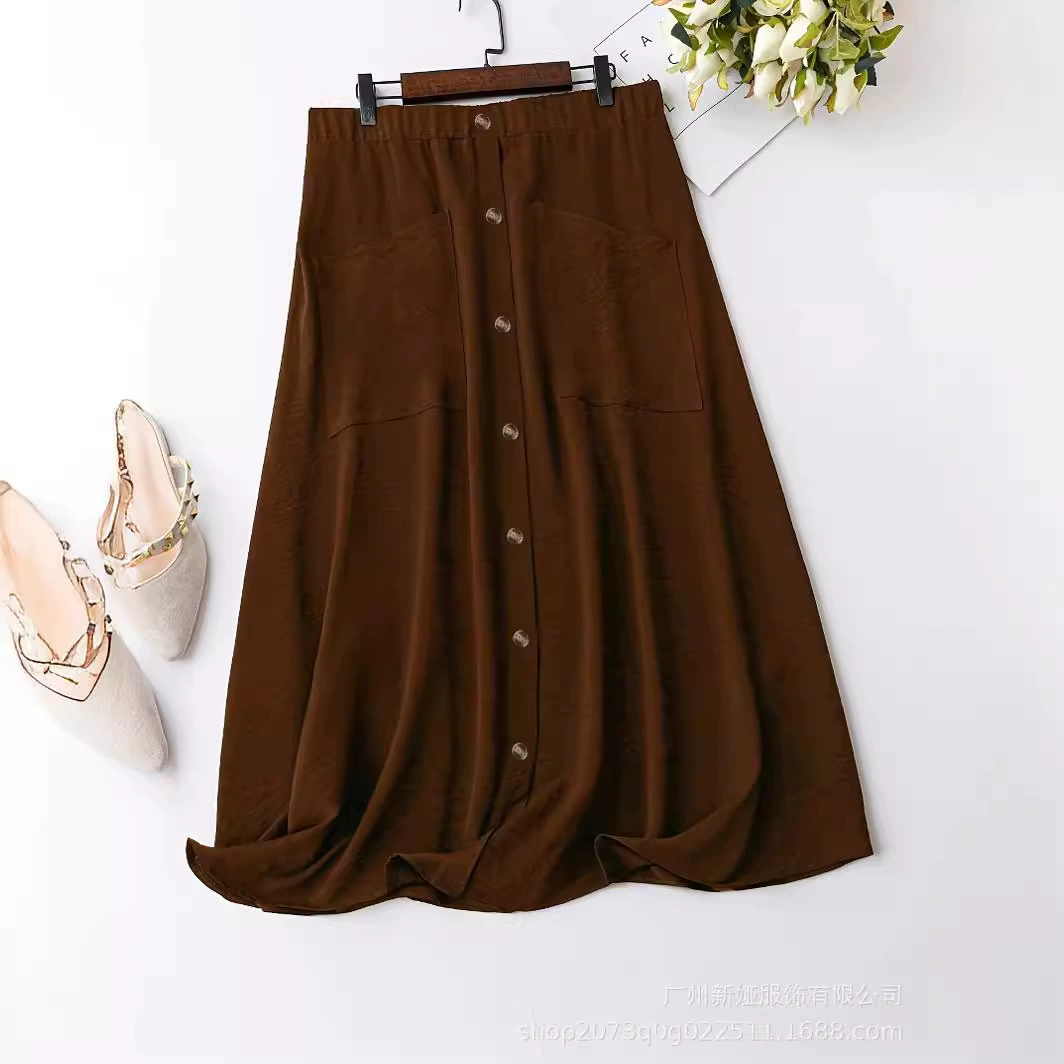 2024 новая талия двойной карманный сплошной цвет большой размер женская юбка